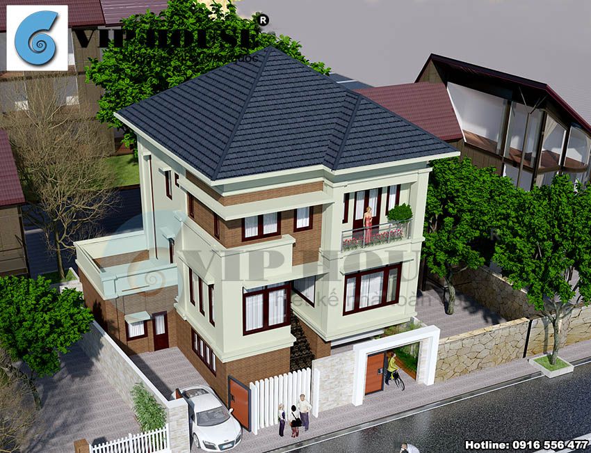 Thiết kế biệt thự phố 3 tầng có cầu thang ngoài tại Ninh Bình