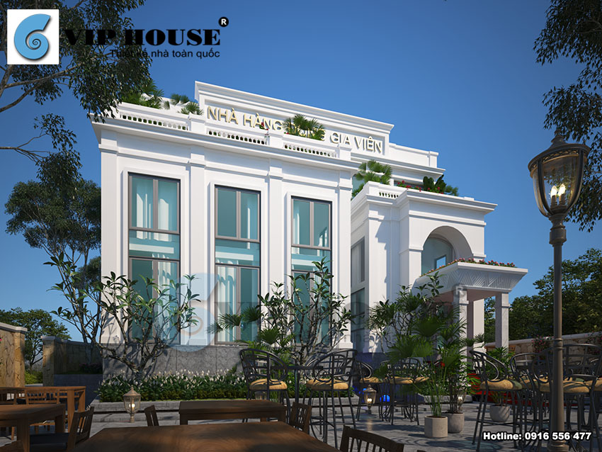 Mẫu thiết kế kiến trúc nhà hàng tân cổ điển 4 tầng ấn tượng tại Quy Nhơn