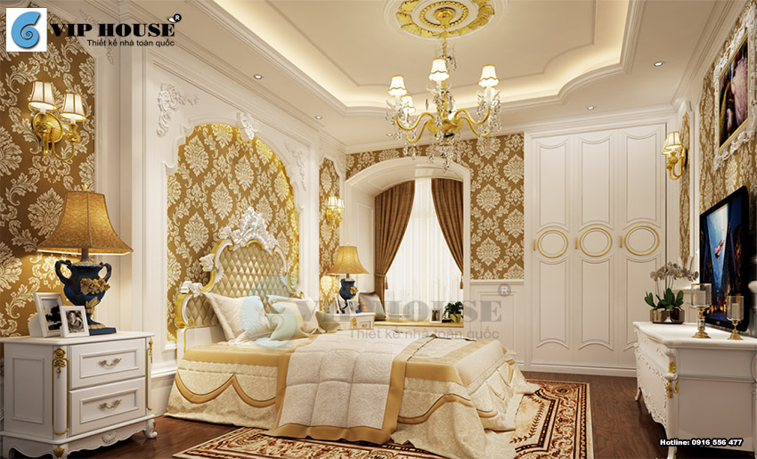Mẫu thiết kế phòng ngủ khách sạn 5 sao phong cách cổ điển tinh tế