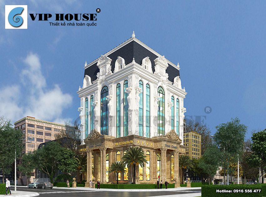 Kiến trúc khách sạn 3 sao cổ điển 6 tầng tại Quảng Ninh