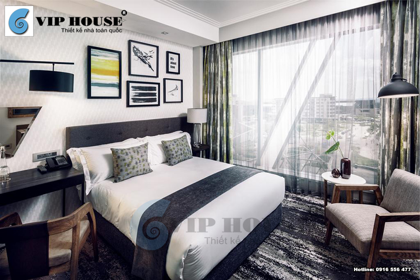 Thiết kế nội thất phòng ngủ khách sạn 3 sao phong cách hiện đại