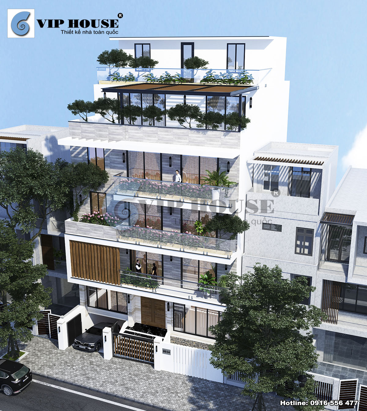 Cách thiết kế biệt thự 5 tầng đẹp tân cổ điển mặt phố 2023