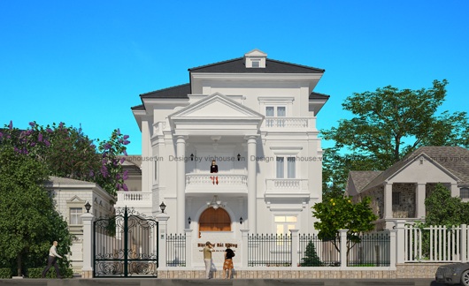 Thiết kế biệt thự 3 tầng kiểu Pháp tại Huế - VH BTP 019