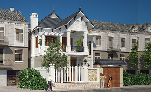 Biệt thự 2 tầng mái ngói đẹp hiền hòa