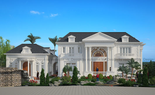 Thiết kế biệt thự kiểu Pháp tại Huế 2 tầng 700m2 - VH BTP 005