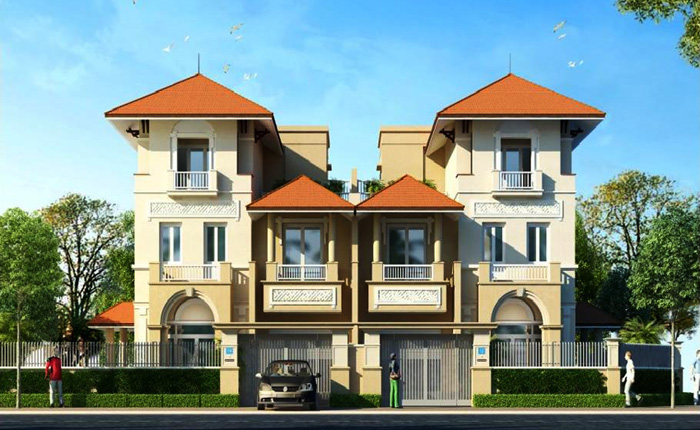 Hình ảnh biệt thự song lập hiện đại