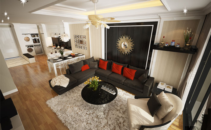 Phòng khách và sinh hoạt chung kết hợp hay tách riêng