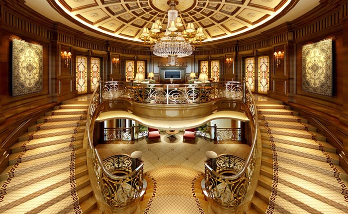 Mẫu cầu thang khách sạn đẹp sang trọng