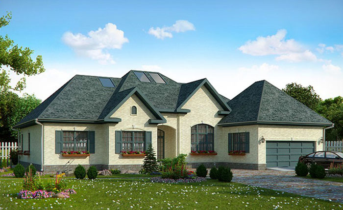 Nhà biệt thự 1 tầng đẹp duyên dáng với mái thái