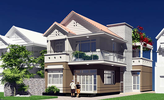 Thiết kế biệt thự phố mái dốc đẹp hiền hòa