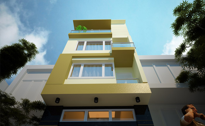 Thiết kế nhà lệch tầng 4,8x12,5m