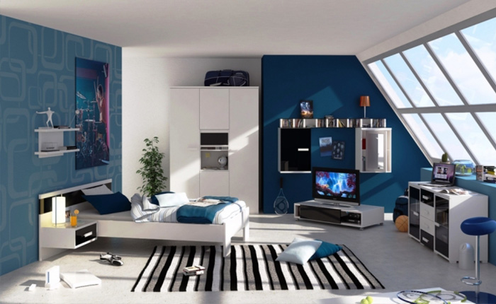 Màu xanh trong thiết kế phòng ngủ bé trai