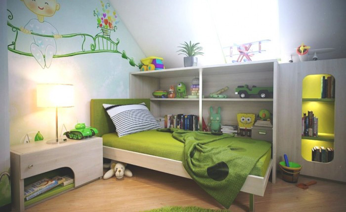 Thiết kế nội thất phòng ngủ của bé với gam màu vàng xanh