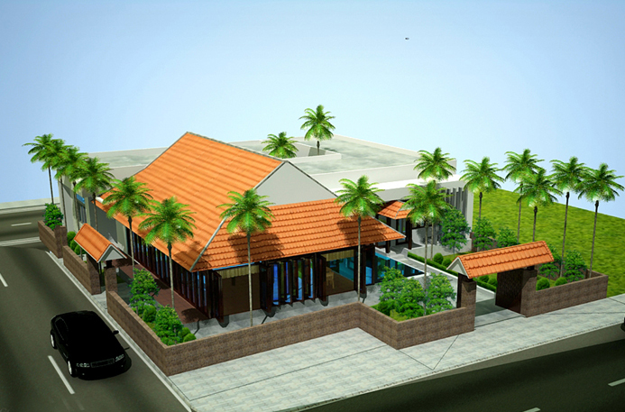 Tư vấn thiết kế nhà vườn 1 tầng mái ngói đỏ