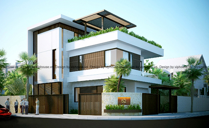Thiết kế biệt thự hiện đại 2,5 tầng 2 mặt tiền