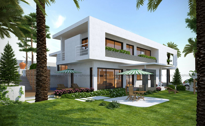Thiết kế nhà vườn hiện đại 2 tầng phong cách tối giản