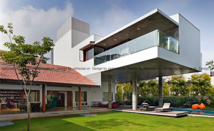 Thiết kế nhà vườn hiện đại phá cách kết hợp nhà cũ