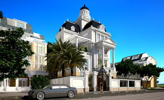 Mặt tiền biệt thự Pháp đẹp hoàn hảo