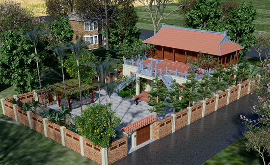 Thiết kế nhà ở kết hợp nhà thờ truyền thống - VH TKNV 015