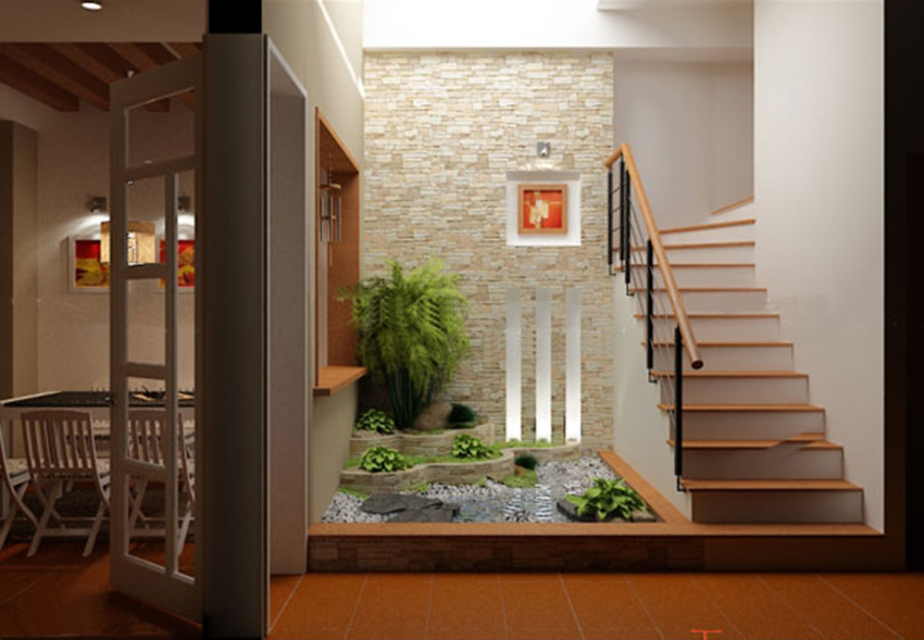 Tiểu cảnh giếng trời cầu thang – Sáng tạo đột phá cho không gian nội thất hiện đại và tinh tế