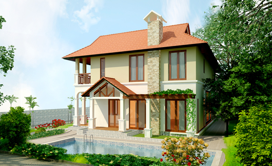 Thiết kế biệt thự vườn đẹp mái ngói
