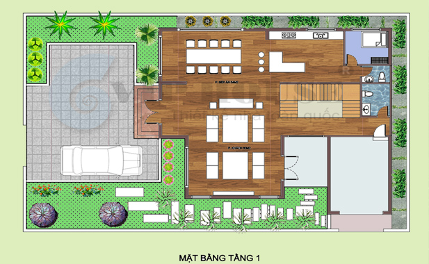 Mặt bằng nhà 2 tầng 4 phòng ngủ đẹp